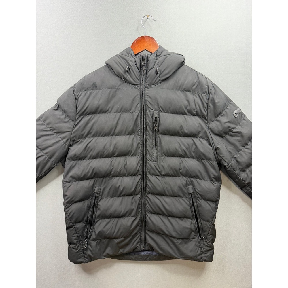 Michael Kors Puffer Jacket Mens Black Hooded Recycled Insulation Large L